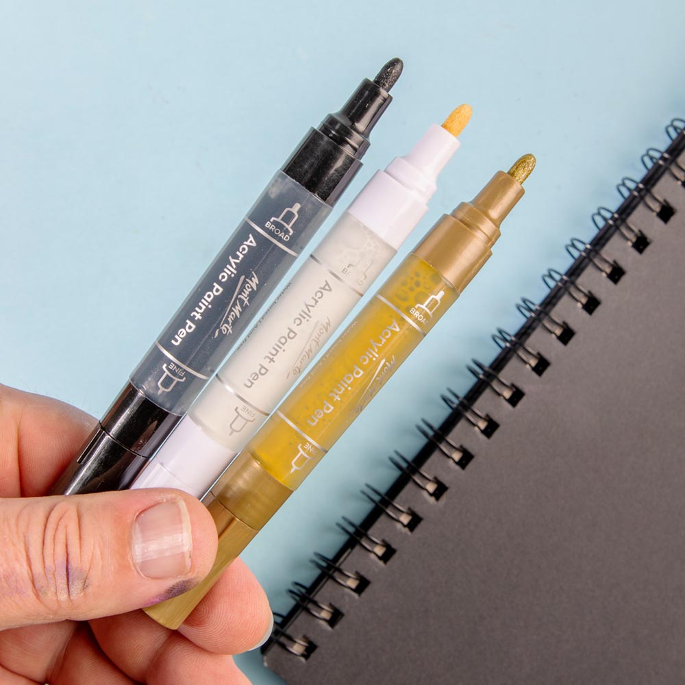 აკრილის მარკერი შავი MM Acrylic Paint Pens Dual TIp Black 2pc