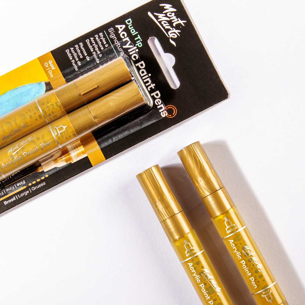 აკრილის მარკერები ორთავიანი Acrylic Paint Pens Dual TIp Gold 2pc