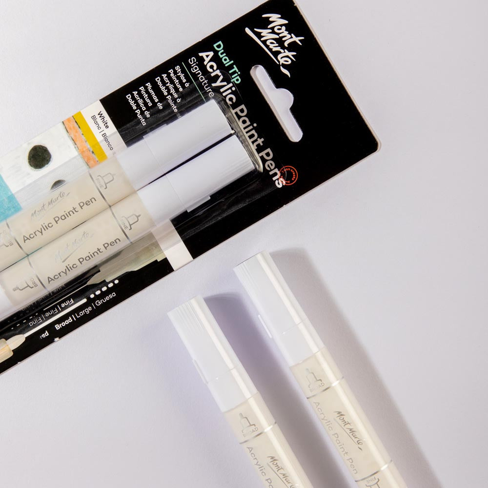 აკრილის მარკერი თეთრი MM Acrylic Paint Pens Dual TIp White 2pc