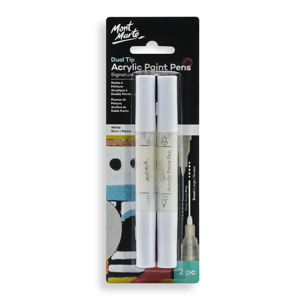აკრილის მარკერი თეთრი MM Acrylic Paint Pens Dual TIp White 2pc