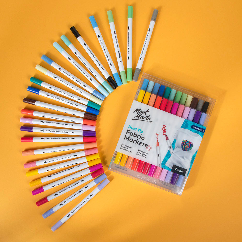 ქსოვილის მარკერები 24 ფერი - MM Dual Tip Fabric Markers 24pc