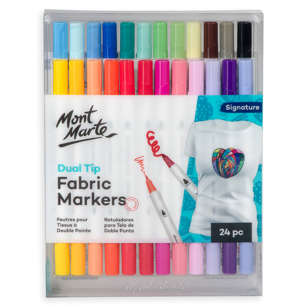 ქსოვილის მარკერები 24 ფერი - MM Dual Tip Fabric Markers 24pc