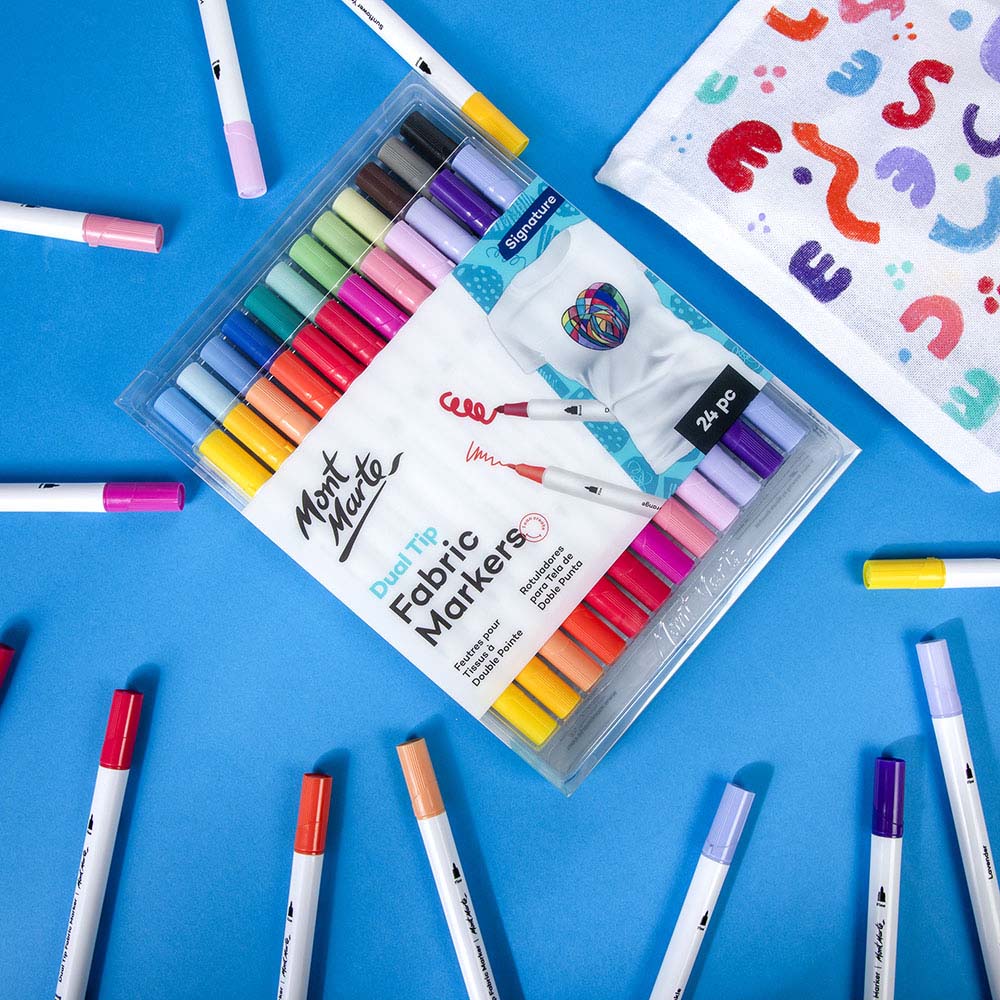ქსოვილის მარკერები 24 ფერი - MM Dual Tip Fabric Markers 24pc