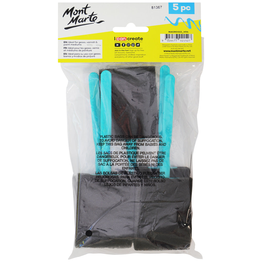 MM Foam Hobby Brush 50mm 5pc Poly Bag