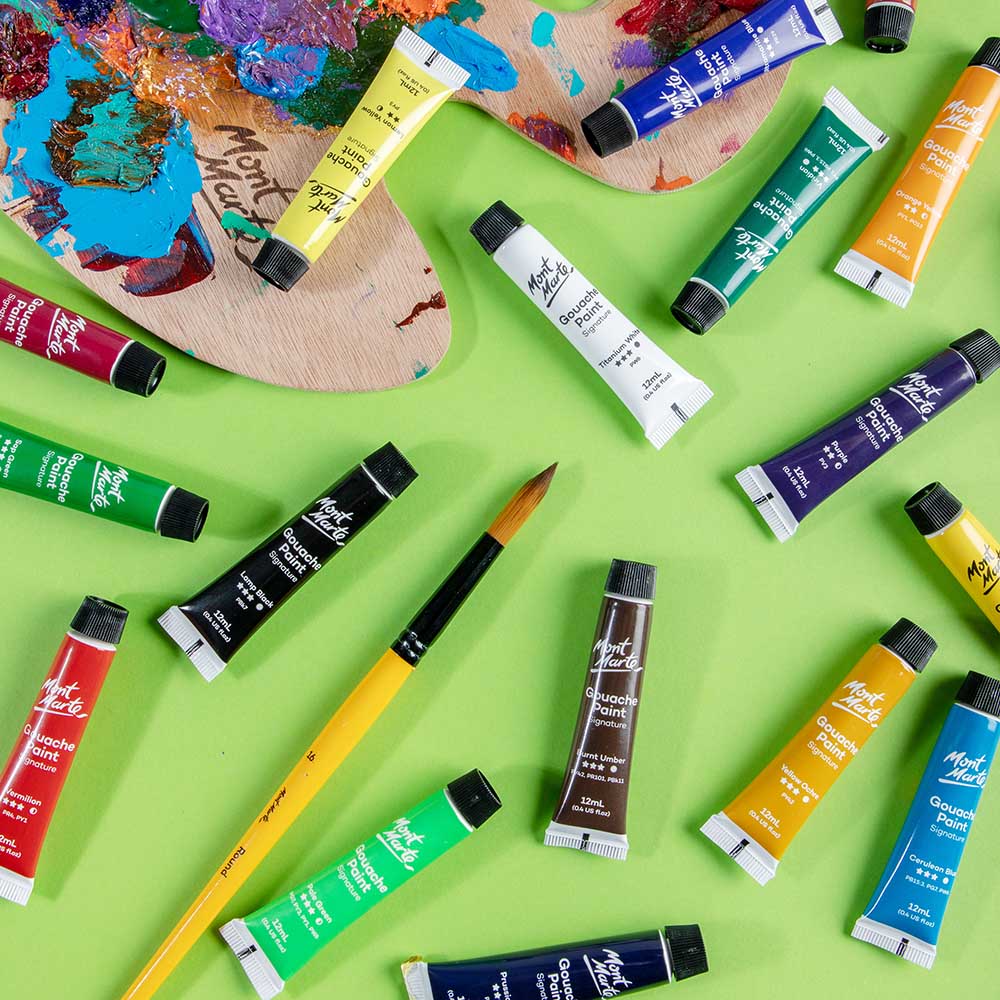 გუაშის საღებავი 18 ფერი ნაკრები MM Gouache 18pc x 12ml