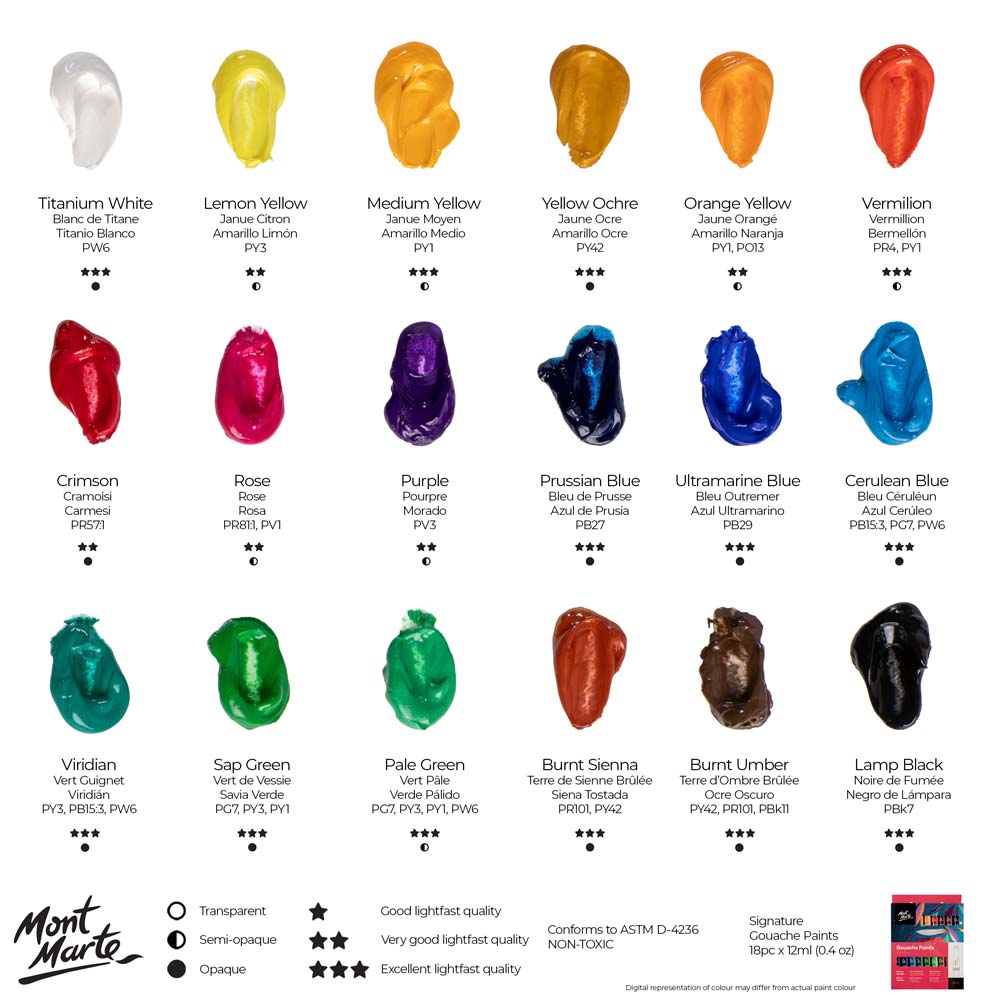 MM Gouache 18pc x 12ml