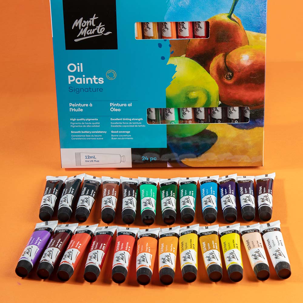 ზეთის საღებავი 24 ფერი ნაკრები MM Oil Paints 24pc x 12ml