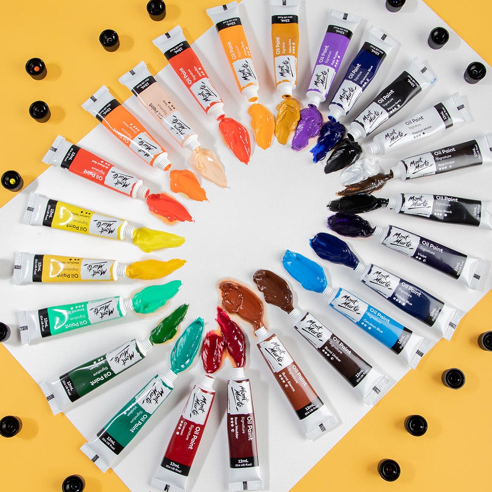 ზეთის საღებავი 24 ფერი ნაკრები MM Oil Paints 24pc x 12ml