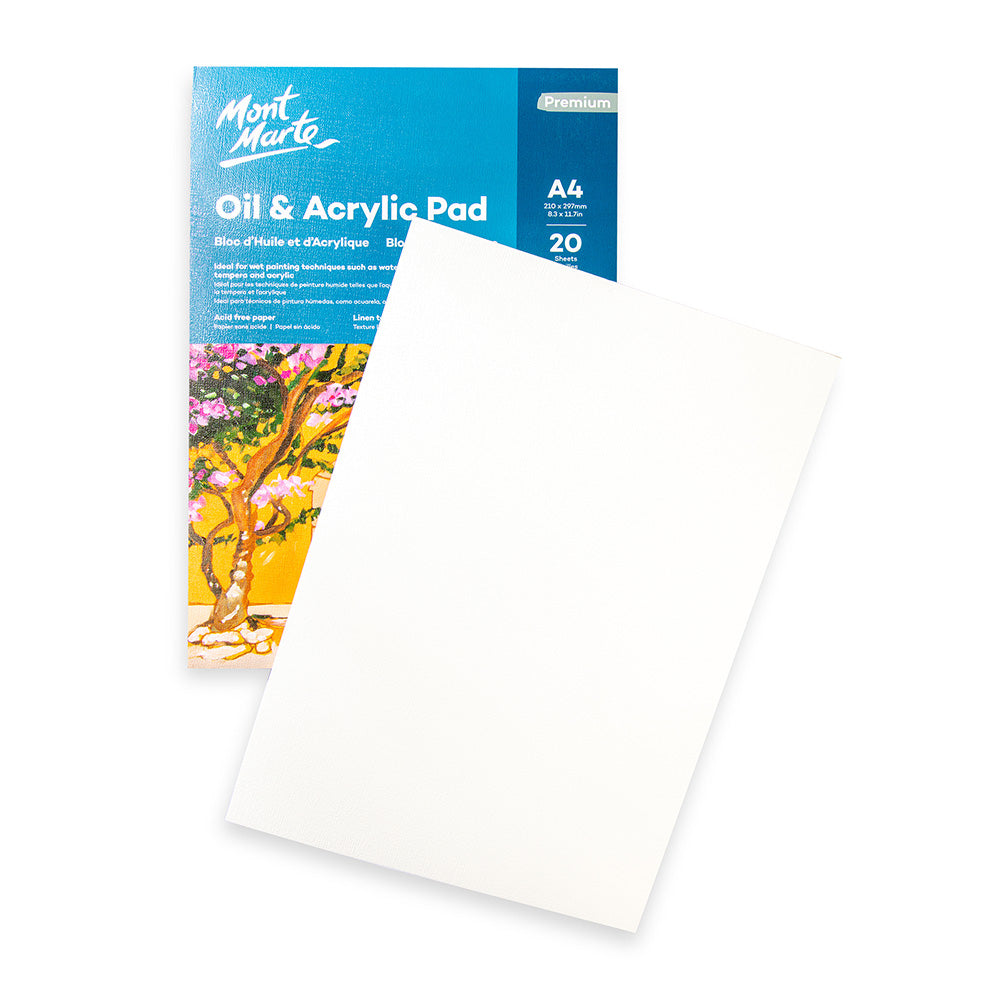 Блокнот для масляных и акриловых красок MM, 350 г/м², формат А4, 20 листов.