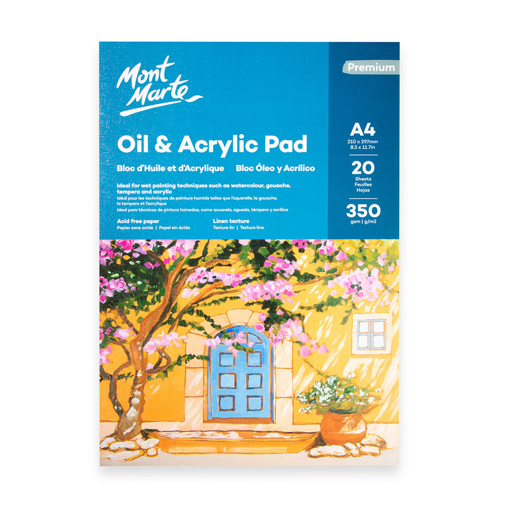 ზეთის საღებავის და აკრილის პადი MM Oil & Acrylic Pad 350gsm A4 20 Sheets