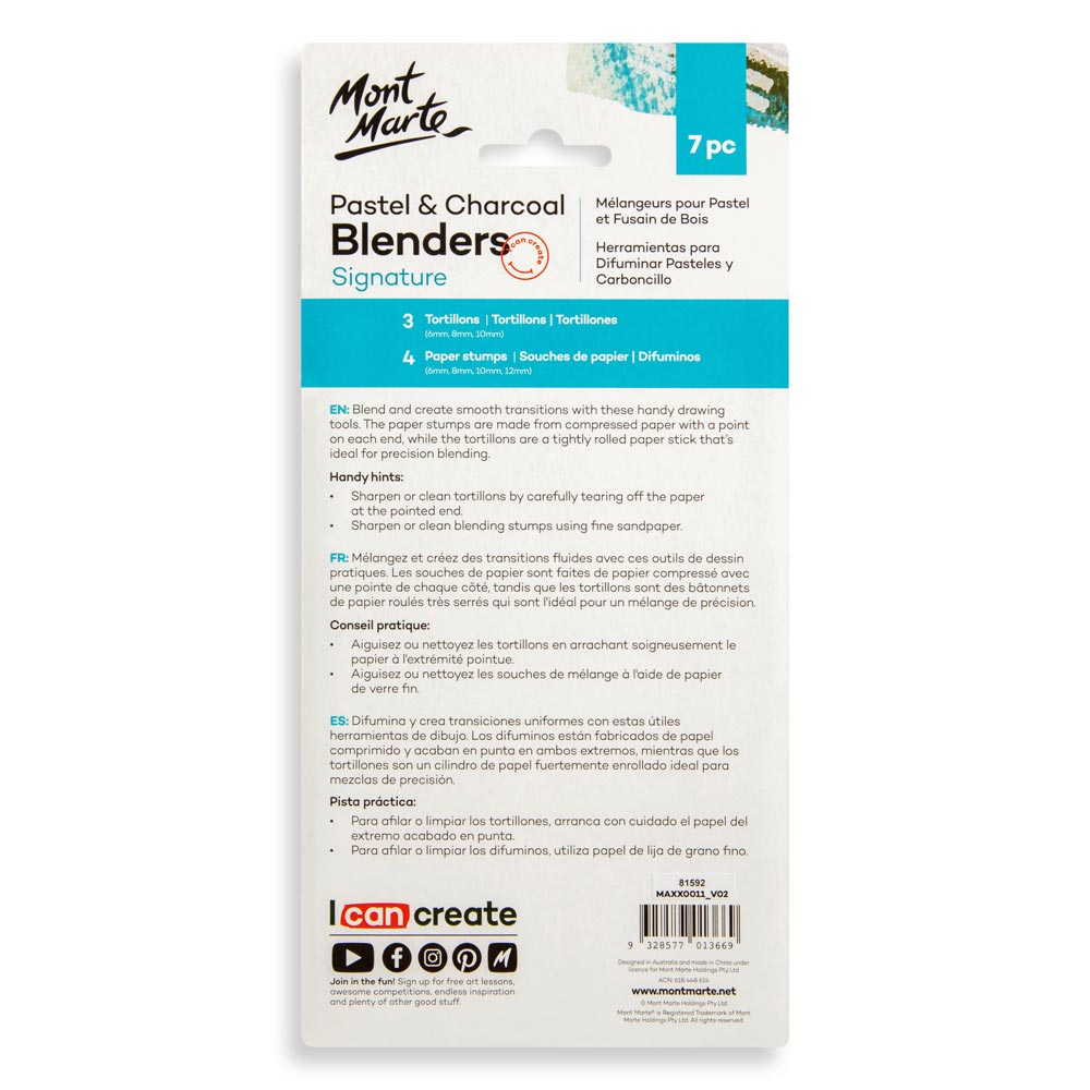 პასტელის და ნახშირის ბლენდერები MM Pastel & Charcoal Blenders 7pc