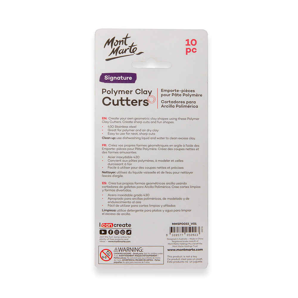 პოლიმერული თიხის საჭრელი ფორმები MM Polymer Clay Mini Cutter Set 10pcიი