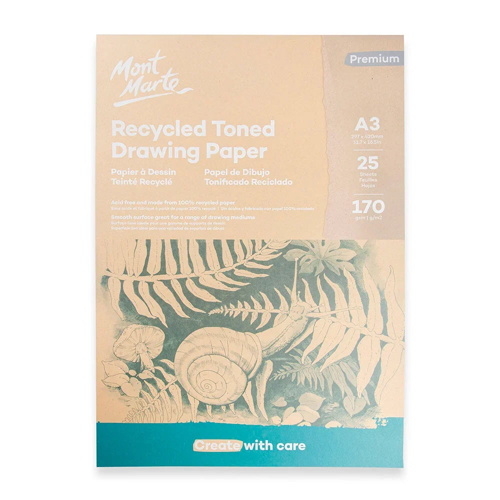 Recycled Toned Drawing Paper – A3, 25 Sheets, 170gsm
