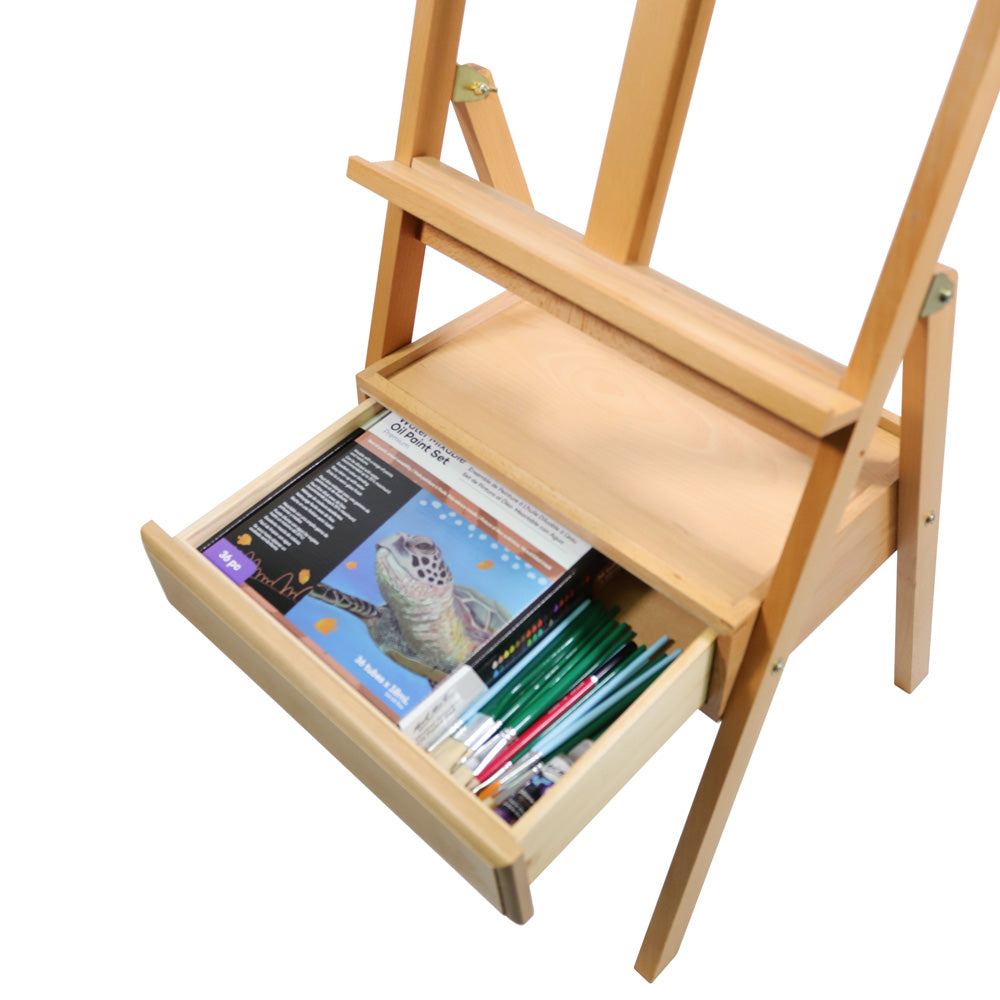ხის მოლბერტი სათავსო ყუთით MM Box Floor Easel - Beech