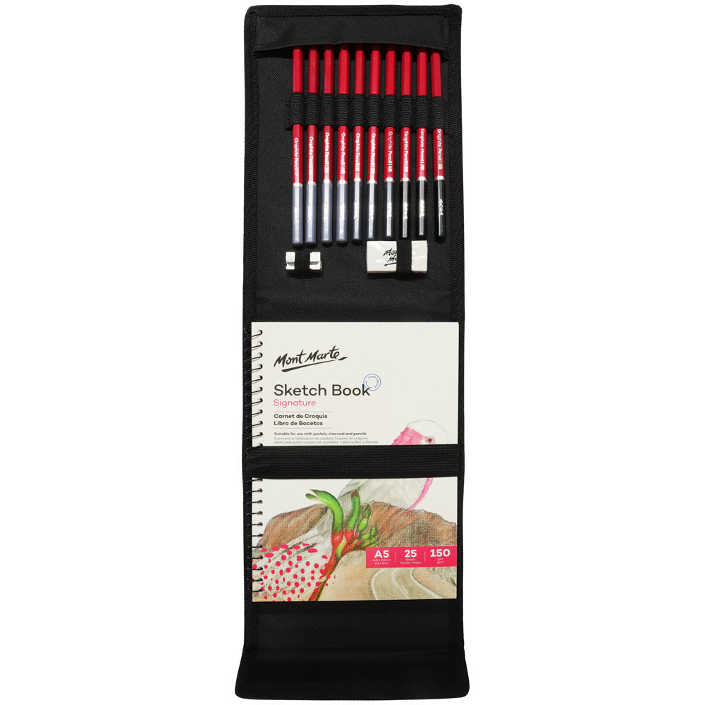 სკეჩების სახატავი ნაკრები პენლით Sketching Wallet Set Signature 14pc