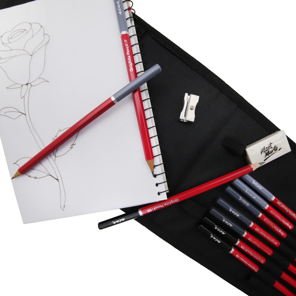 სკეჩების სახატავი ნაკრები პენლით Sketching Wallet Set Signature 14pc