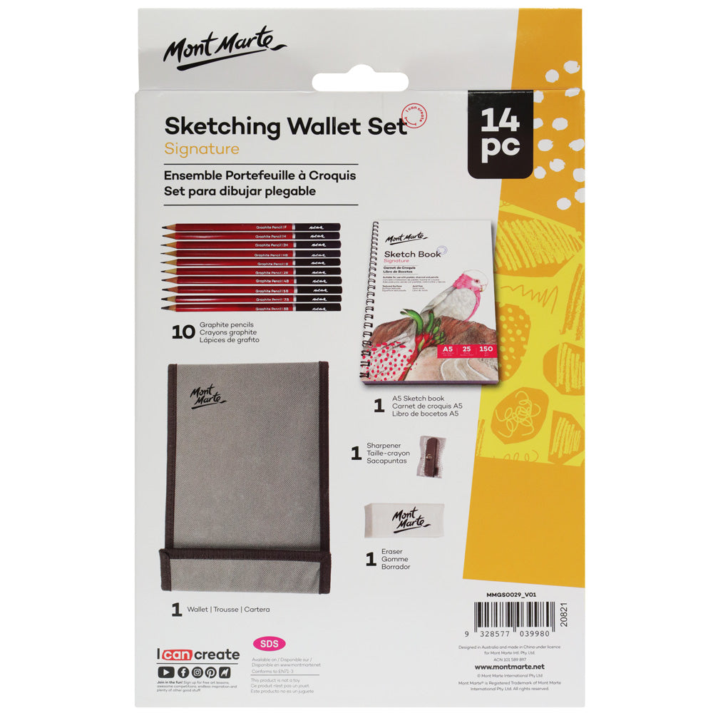 სკეჩების სახატავი ნაკრები პენლით Sketching Wallet Set Signature 14pc