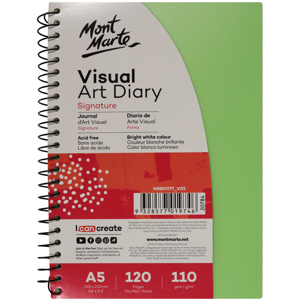 Visual diary for sketches MM Visual Art Diary PP Coloured Cover A5