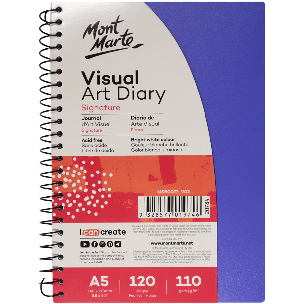 ვისუალური დღიური ჩანახატებისთვის MM Visual Art Diary PP Coloured Cover A5