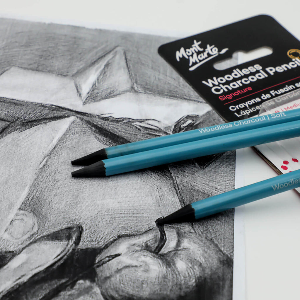 ნახშირის ფანქრები (სანგინა) ხის გარეშე MM Woodless Charcoal Pencils 3pc
