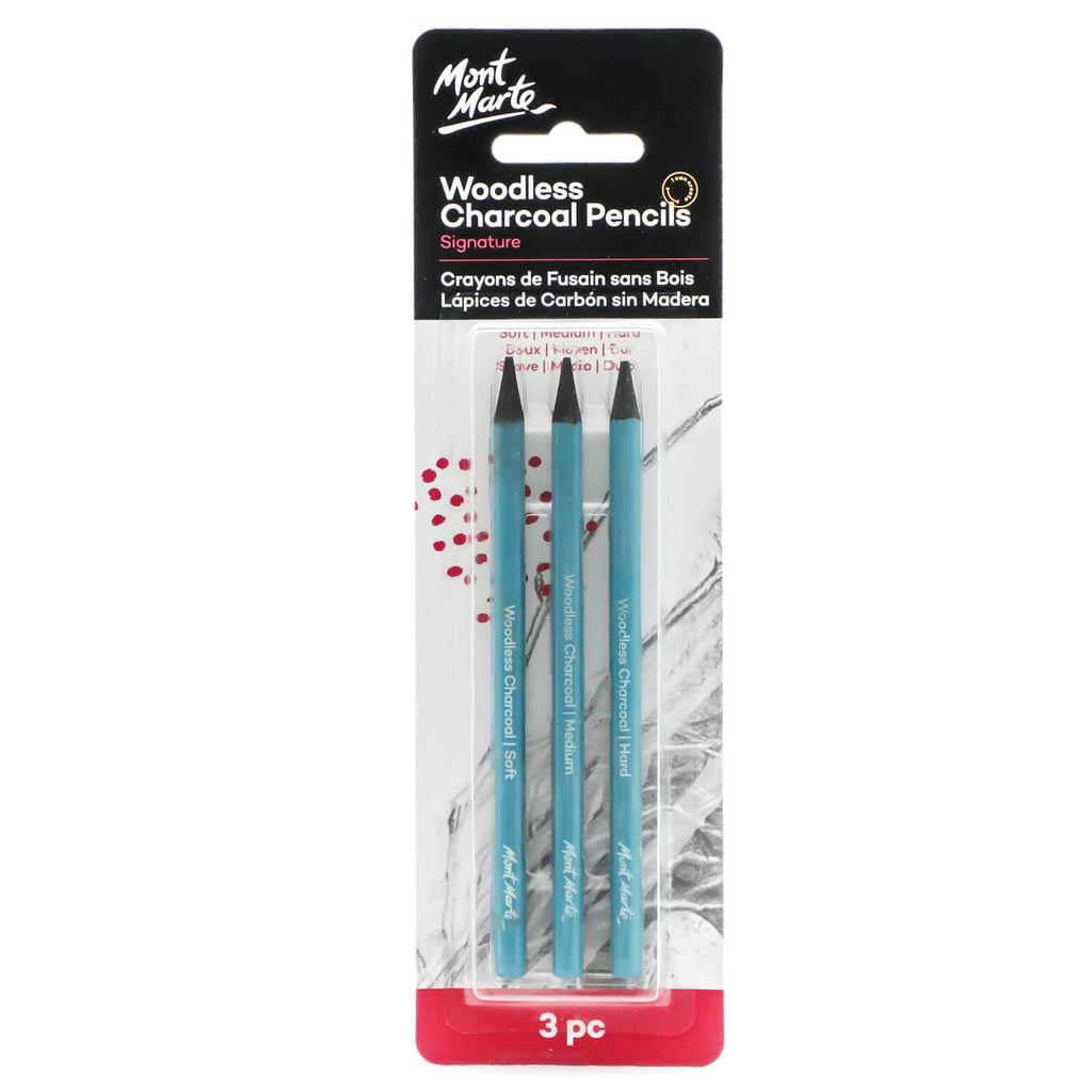 ნახშირის ფანქრები (სანგინა) ხის გარეშე MM Woodless Charcoal Pencils 3pc