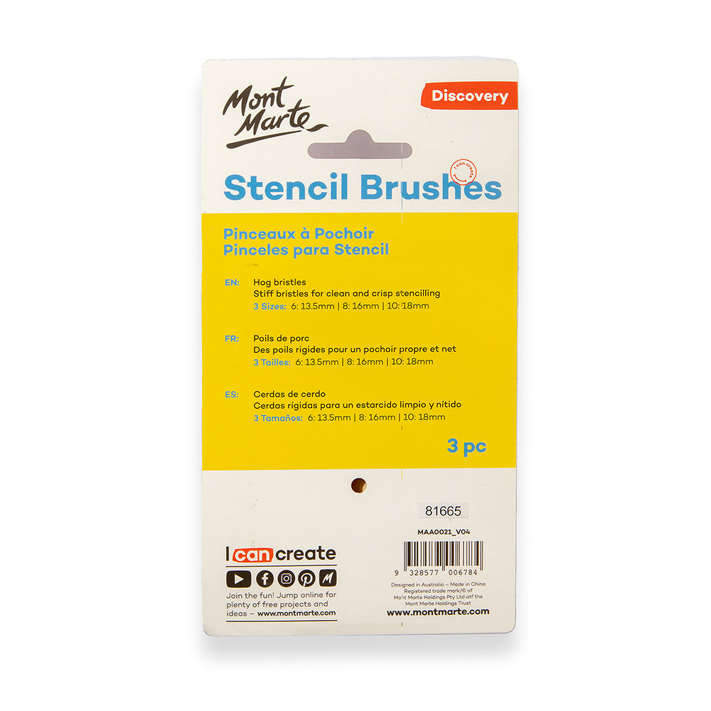 სტენსილის ფუნჯები Studio Stencil Brushes Pkt 3 MAA0021