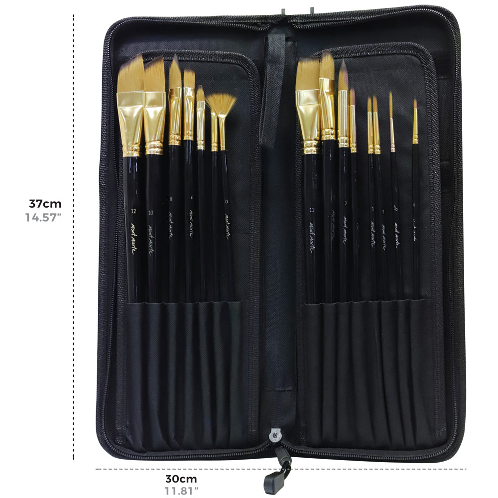 ფუნჯების ნაკრები გასაშლელი პენლით MM Studio Brush Set in Easel Wallet 15pc