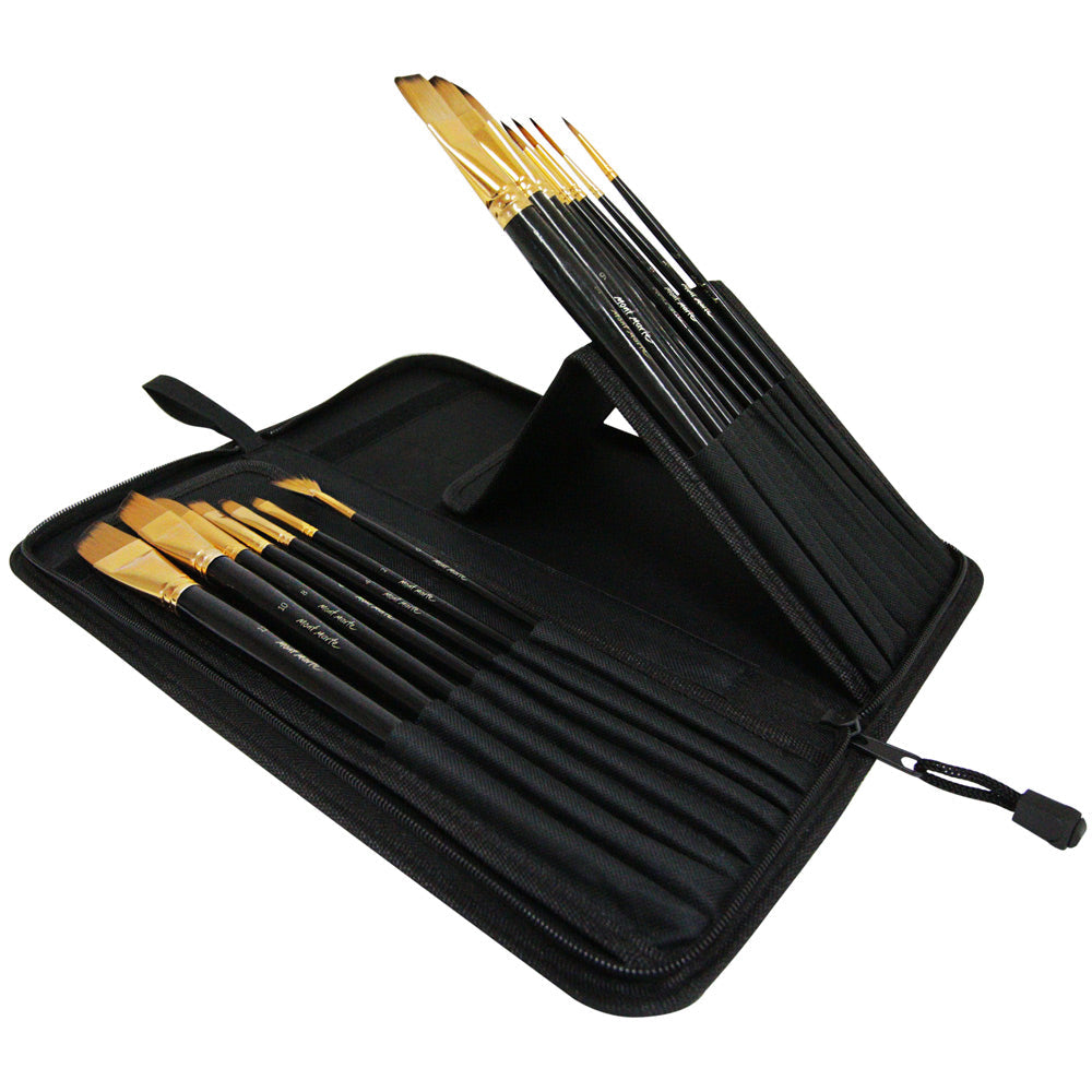 ფუნჯების ნაკრები გასაშლელი პენლით MM Studio Brush Set in Easel Wallet 15pc