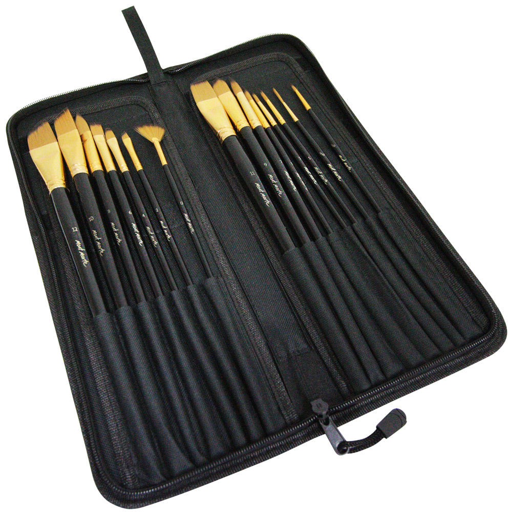 ფუნჯების ნაკრები გასაშლელი პენლით MM Studio Brush Set in Easel Wallet 15pc