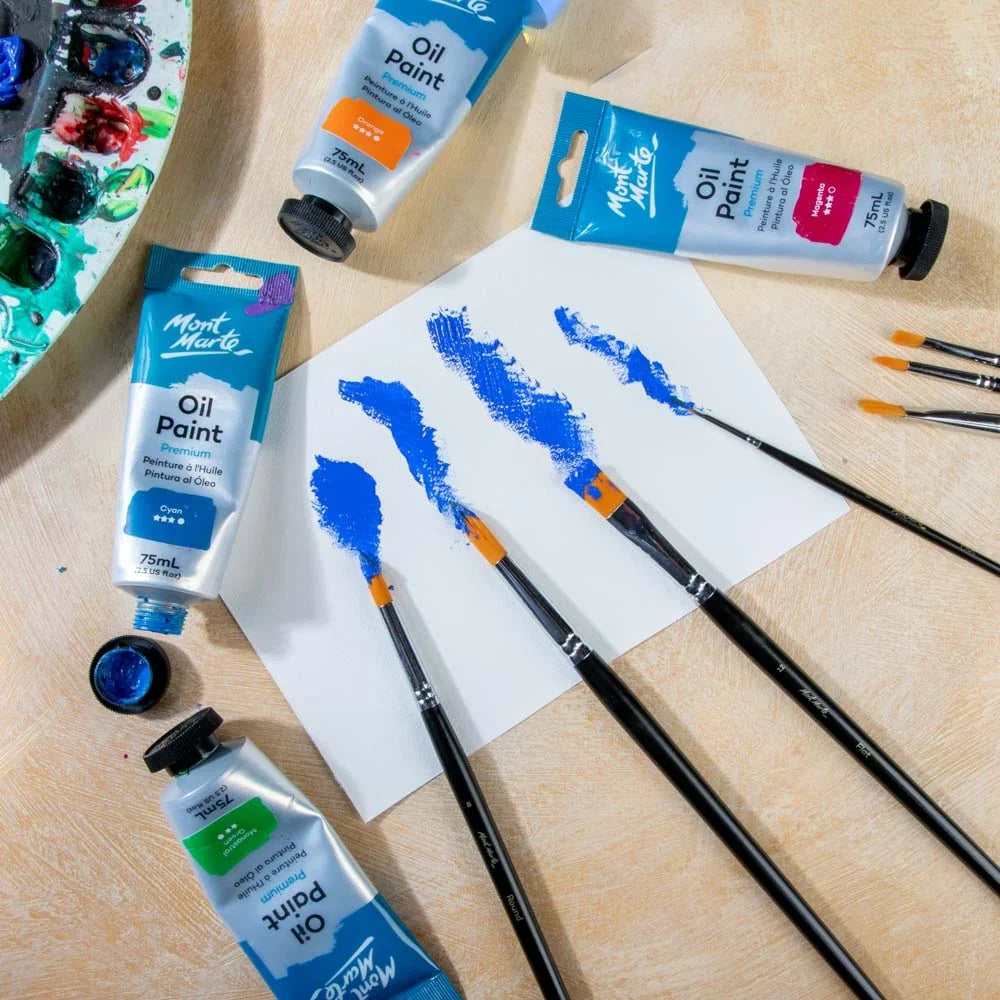 Mont Marte Discovery Taklon Brush Set – Round & Flat, 7pc