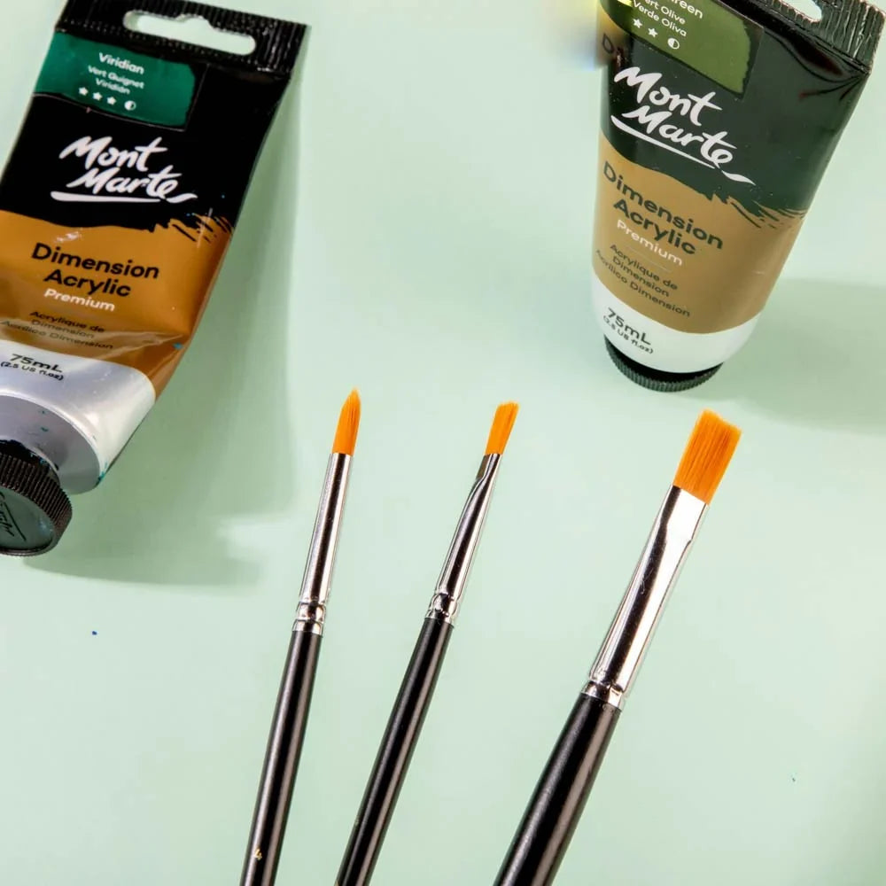 Mont Marte Discovery Taklon Brush Set – Round & Flat, 7pc