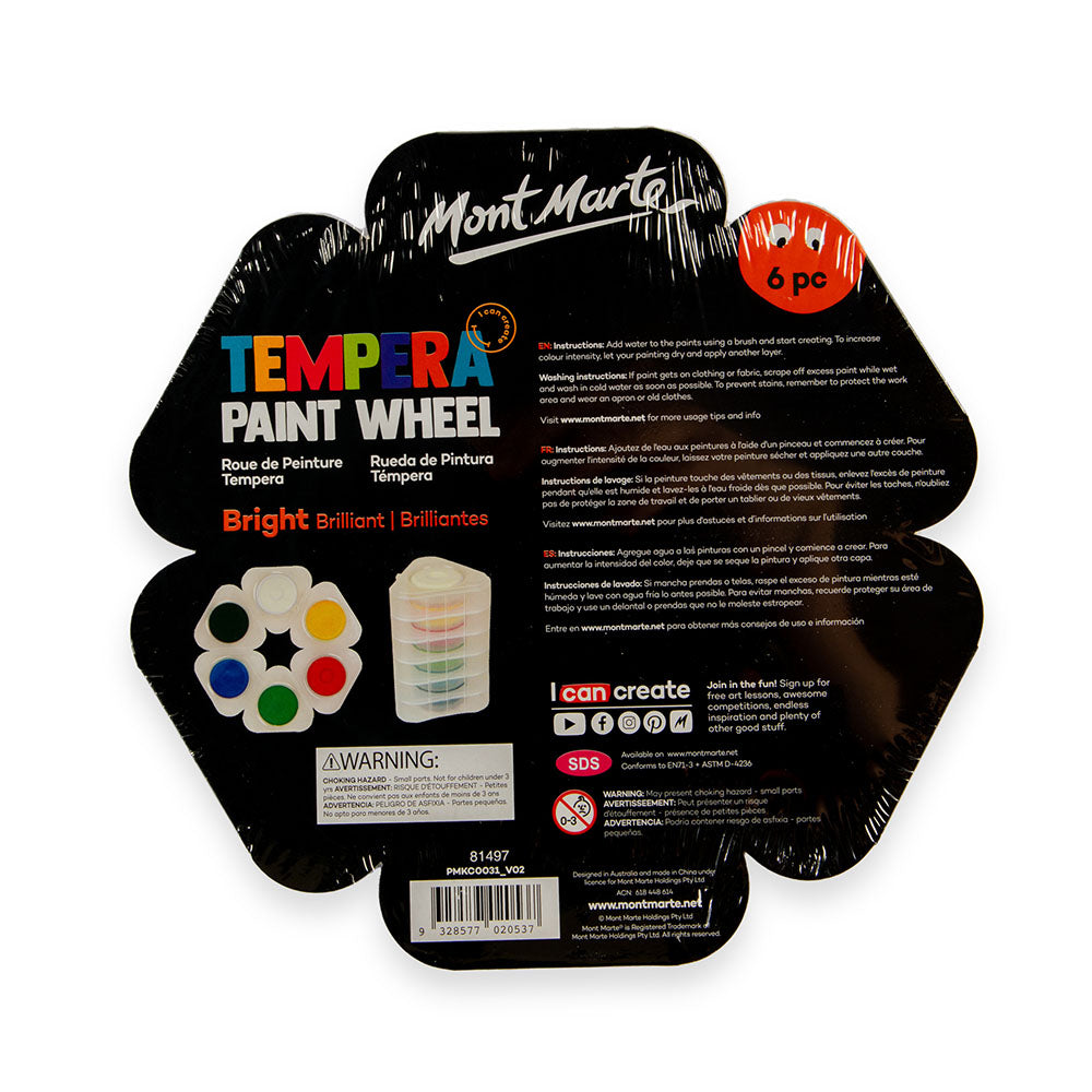 საბავშვო ტემპერა საღებავები Kids Tempera Paint Wheel 6pc - Bright