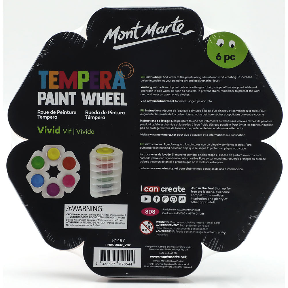 საბავშვო ტემპერა საღებავები Kids Tempera Paint Wheel 6pc - Pastel