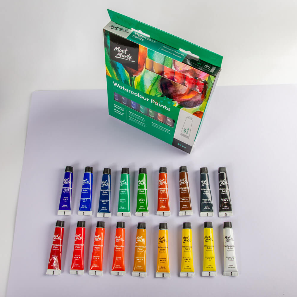 აკვარელის საღებავი ნაკრები 18 ფერი MM Watercolour Paints 18pc x 12ml