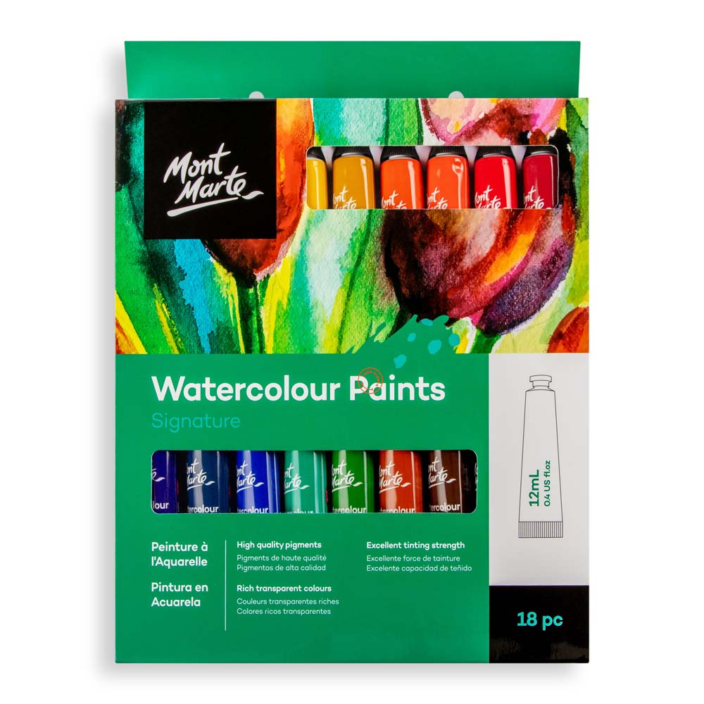 აკვარელის საღებავი ნაკრები 18 ფერი MM Watercolour Paints 18pc x 12ml