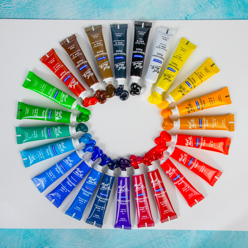 აკვარელის საღებავი ნაკრები 24 ფერი 12მლ - MM Watercolour Paint Set 24pc x 12ml