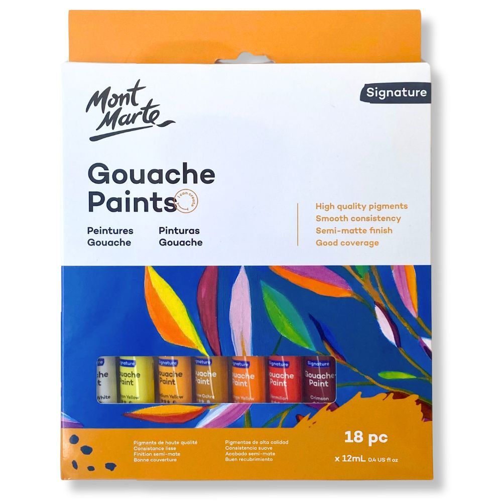 გუაშის საღებავი 18 ფერი ნაკრები MM Gouache 18pc x 12ml