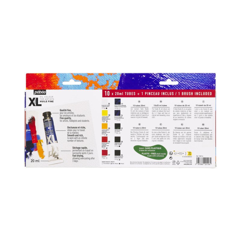 ზეთის საღებავების ნაკრები 10×20 მლ + ფუნჯი XL FINE OIL SET 10 ASSORTED 20 ML TUBES WITH BRUSH