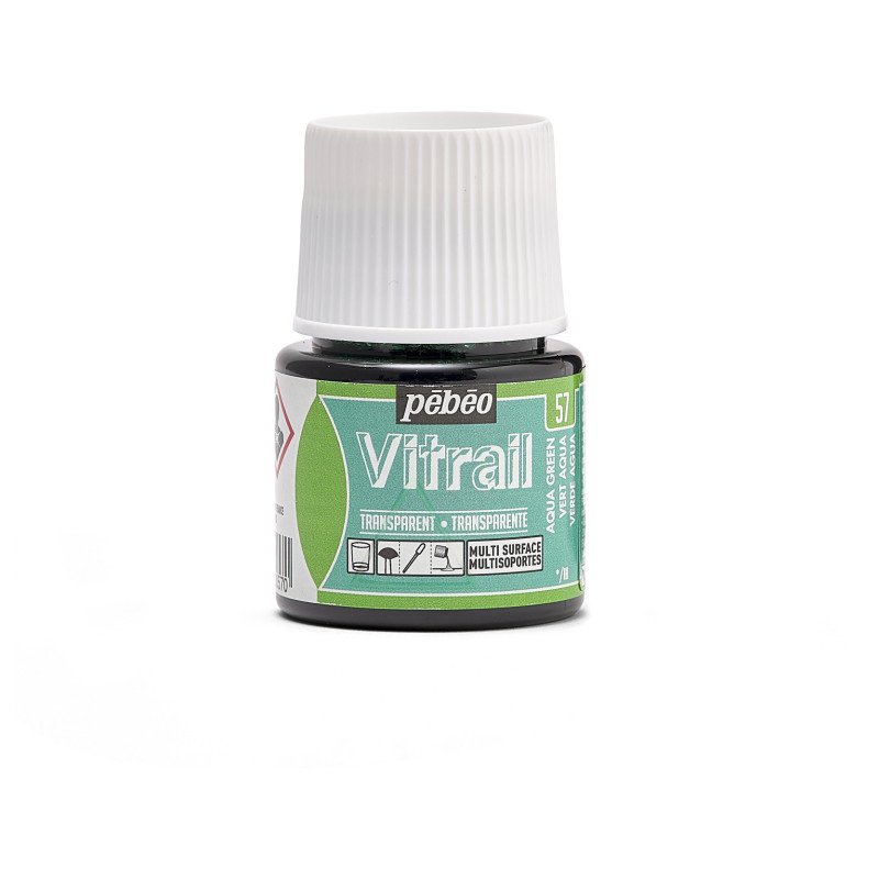 ვიტრაჟის საღებავი 45მლ - Pebeo  Vitrail 45ml Aqua Green (გამჭვირვალე მინის საღებავი)