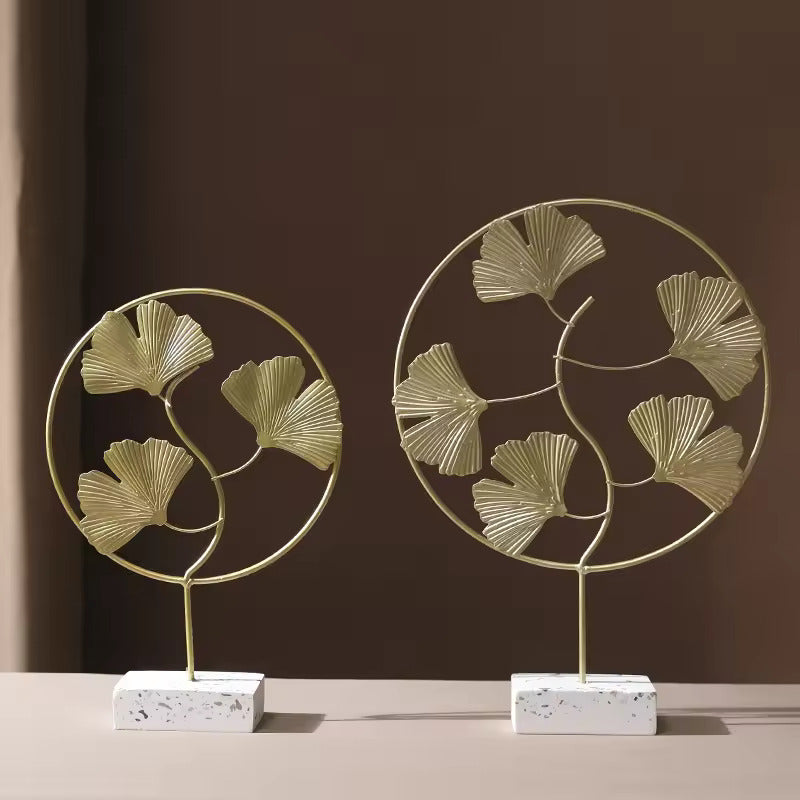მეტალის სკულპტურა - Table Gold metal Accessories with crystal ball
