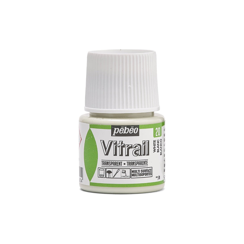 ვიტრაჟის საღებავი 45მლ - Pebeo Vitrail 45ml White (გამჭვირვალე მინის საღებავი)