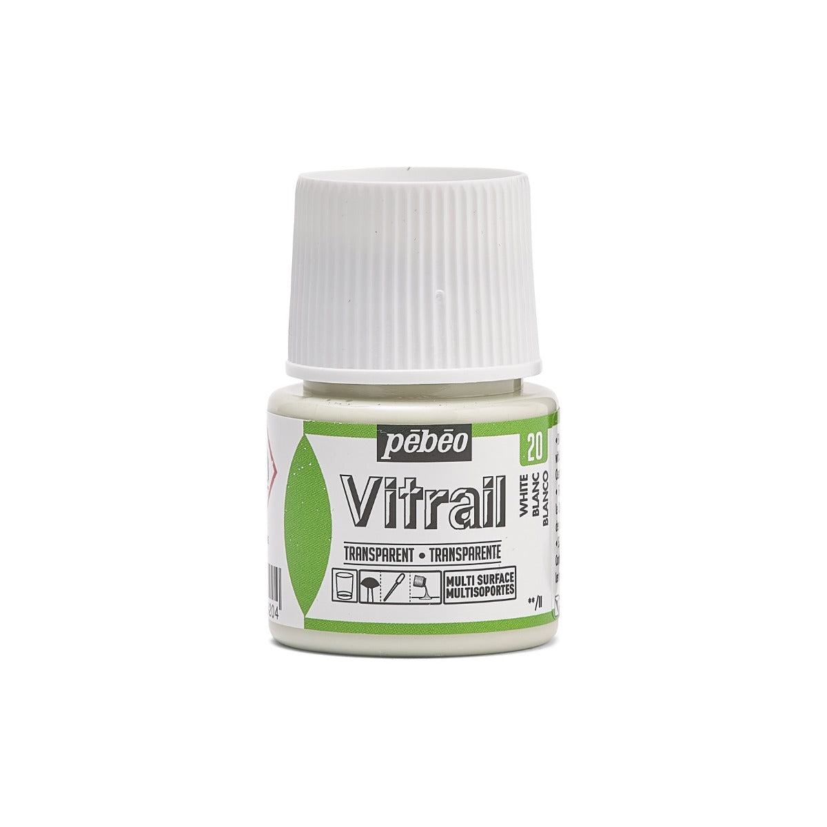 ვიტრაჟის საღებავი 45მლ - Pebeo Vitrail 45ml White (გამჭვირვალე მინის საღებავი)