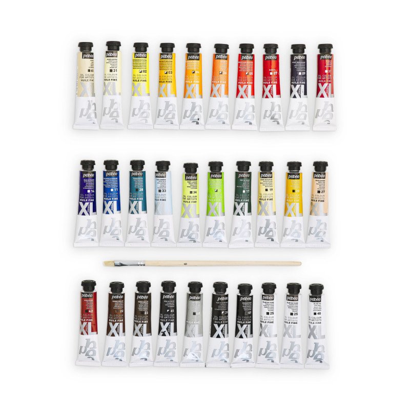 ზეთის საღებავების ნაკრები 30×20 მლ + ფუნჯი XL FINE OIL SET 30 ASSORTED 20 ML TUBES WITH BRUSH