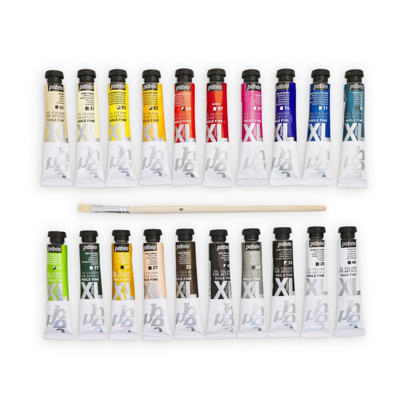 ზეთის საღებავების ნაკრები 20×20 მლ + ფუნჯი XL FINE OIL SET 20 ASSORTED 20 ML TUBES WITH BRUSH