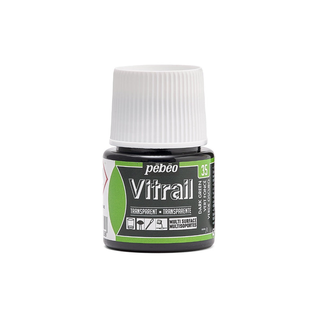 Витражная краска 45 мл - Pebeo Dark Green Vitrail 45 мл (прозрачная краска для стекла)