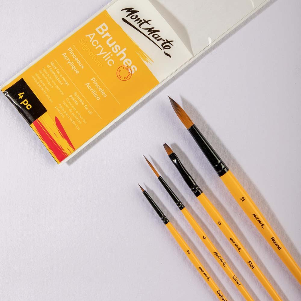 ფუნჯების ნაკრები (სინთეთიკური) MM Gallery Series Brush Set Acrylic 4pc BMHS0009 - ARTISTA
