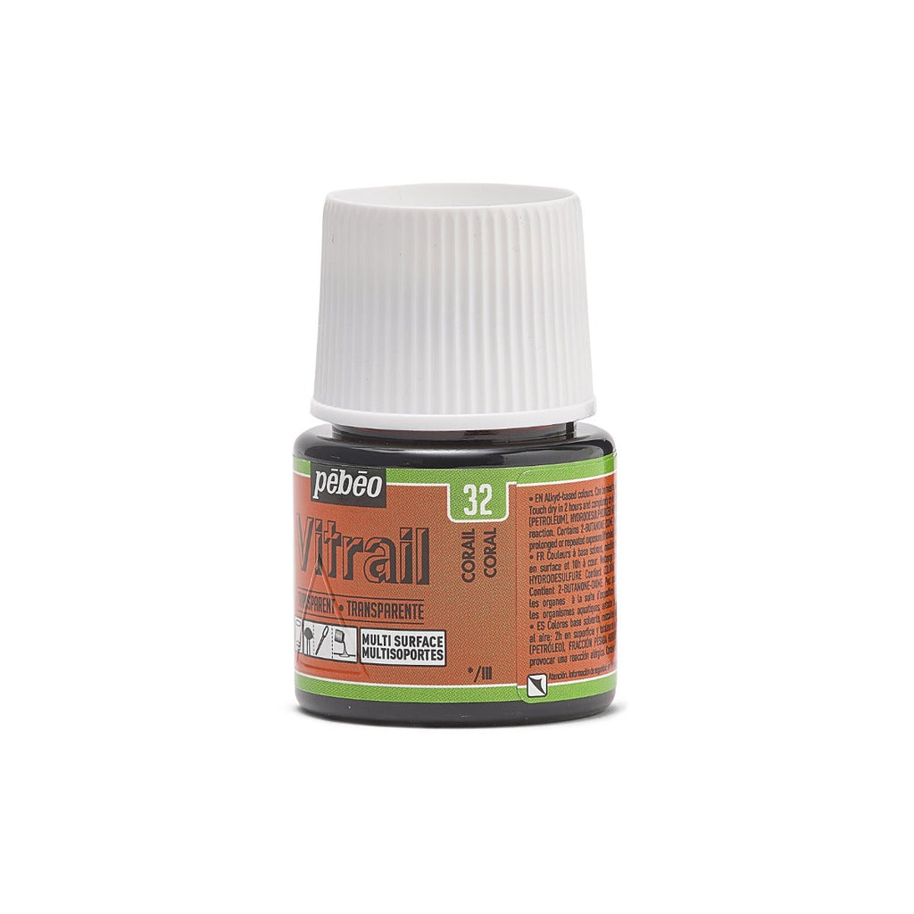 Stained glass paint 45ml - Pebeo Coral Vitrail 45ml (transparent glass paint)