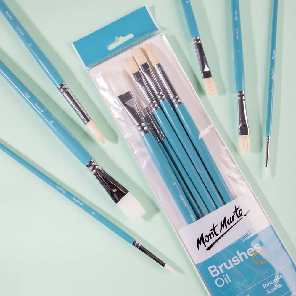 ჯაგარის და სინთეთიკური ფუნჯების ნაკრები ზეთის საღებავისთვის Gallery Series Brush Set Oils 6pc BMHS0021 - ARTISTA