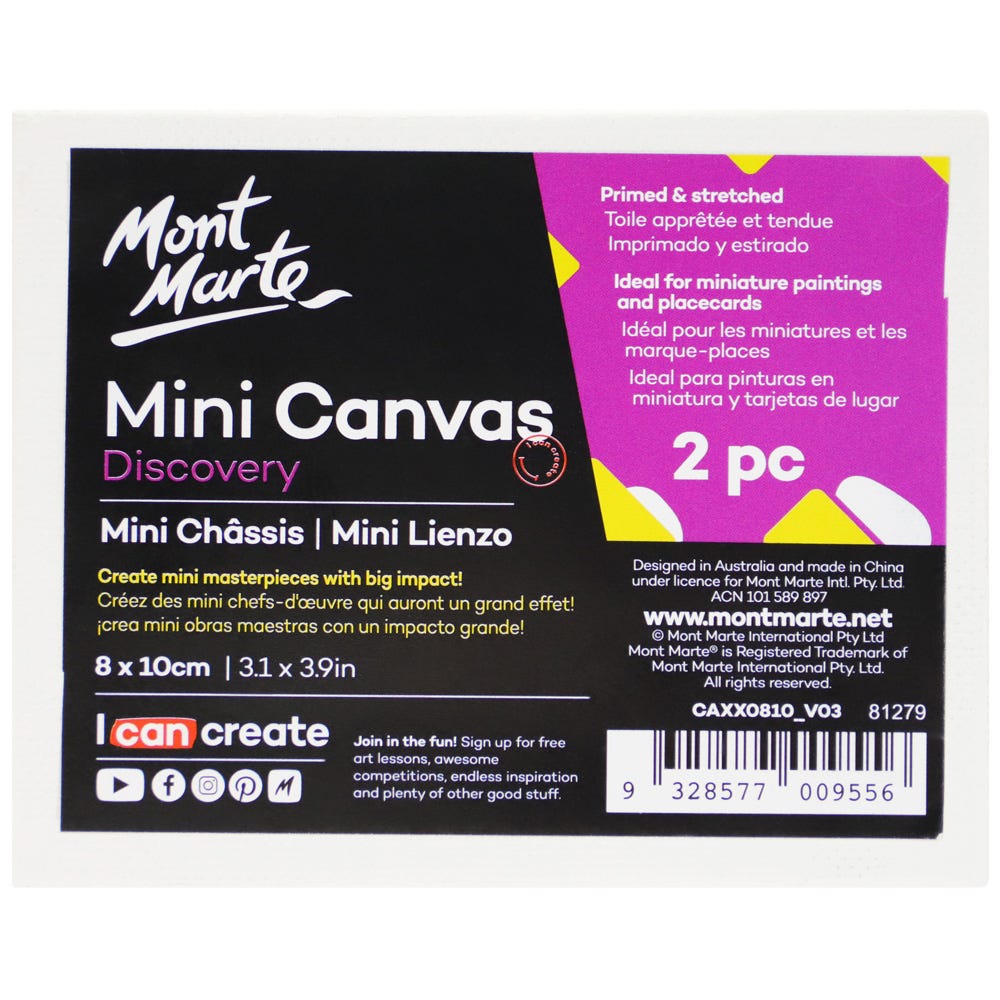 მინიატურულუ ტილოები 2 ცალი (შეკვრაში) MM Mini Canvas 8x10cm 2pc - ARTISTA