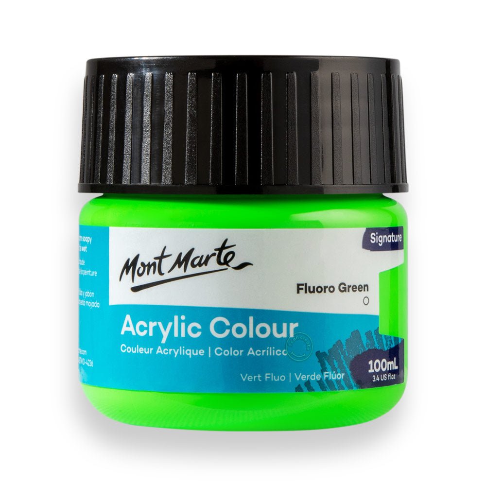 ფლურო მწვანე 100მლ MM Acrylic Colour Paint 100ml - Fluoro Green